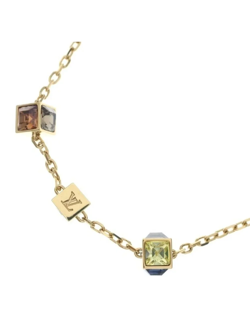 Louis Vuitton Collier Gamble Pendant Chain Gold Blue
